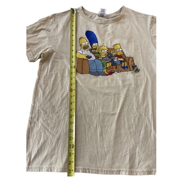 The Simpsons Men T Shirt‎ Embroidered Front Logo back desing Size XL Cream - Picture 2 of 7